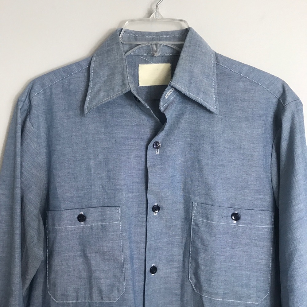 Vintage Button Front Shirt-Patchwork Butterfly-Med - image 2